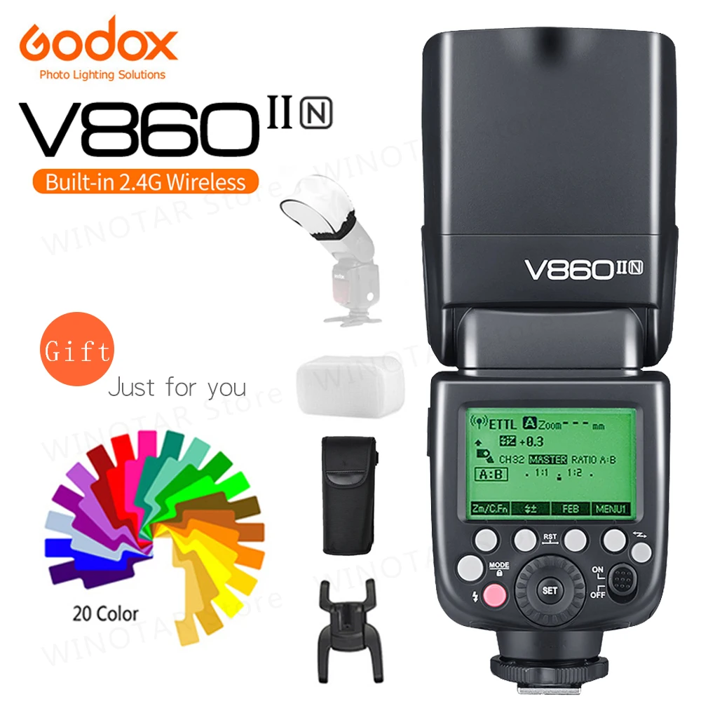 Godox V860II V860II-N i-TTL HSS 1/8000s литий-ионная батарея Speedlite Flash для Nikon D810A D810 D800 D750 D700 D610 D600 D500
