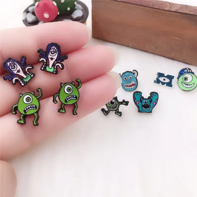 EUPNHY 1 пара серьги гвоздики с мультяшным монстром аниме милые детские животными