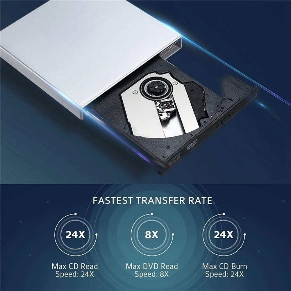 USB 2,0 компактный Пишущий привод/горелка/реписатель/CD rom Внешний DVD привод для ПК ноутбука
