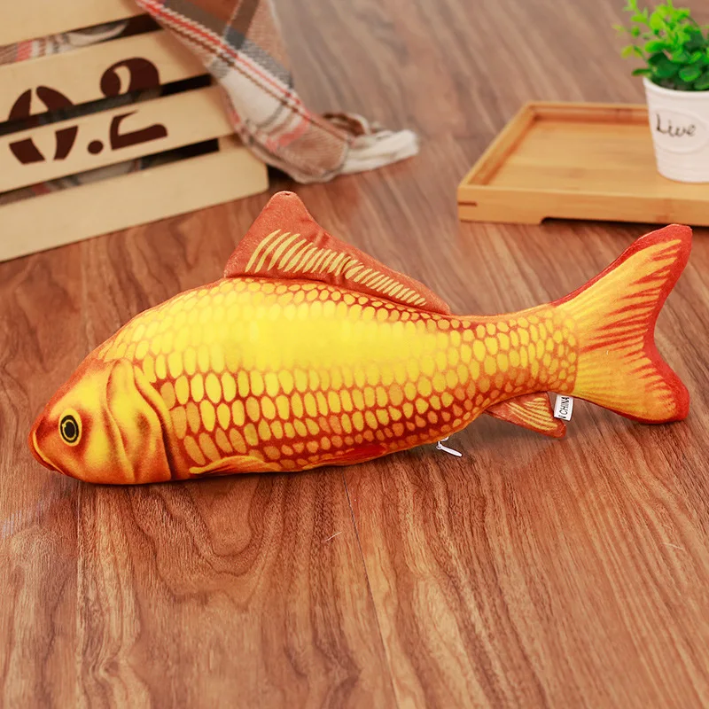 Gold carp Мягкая Плюшевая креативная 3D игрушка для кошек в форме карпа, кошачья мята, мягкая подушка, кукла, имитация рыбы, игрушка для домашних животных - Цвет: Gold carp
