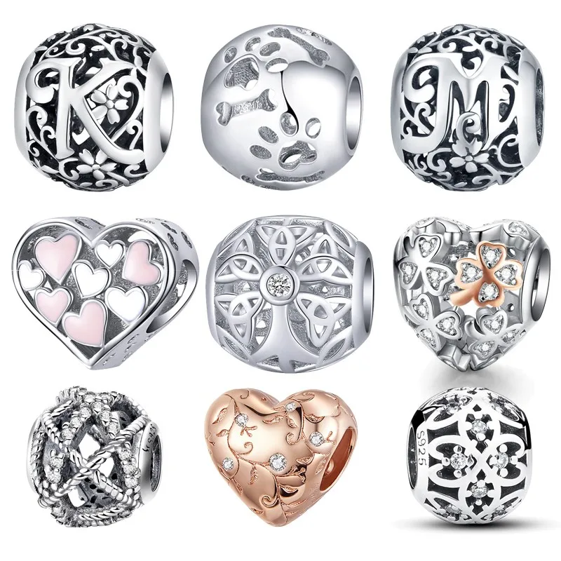 

11 Style 925 Sterling Silver World,Daisy,Family,Heart Clear CZ Beads Charm Fit BISAER Bracelet Bangle Silver 925 Jewelry Making