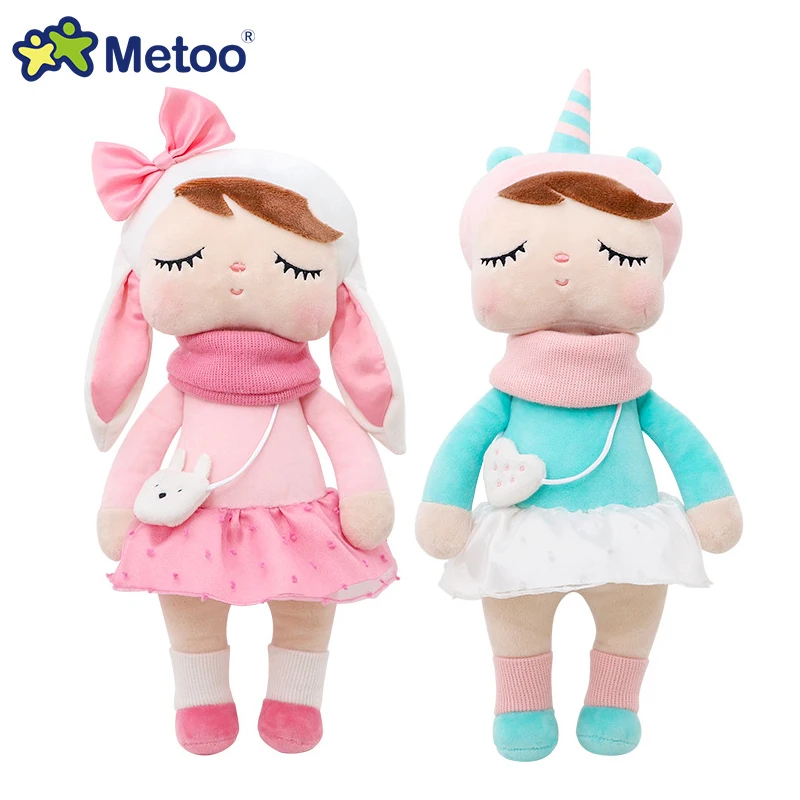 Metoo Angela Doll Pink Rabbit Unicorn Fox Cat Fores Animals Stuffed Plush Toys Customized Name For Kids Birthday Christmas Gifts