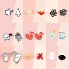 2 шт.компл. эмалированная булавка в комплекте, Череп, лиса, змея, призрак, птица, стрела, чашка, брошь на сумку, одежду, лацкан, булавка, значок, милое мультяшное животное, ювелирное изделие, подарок