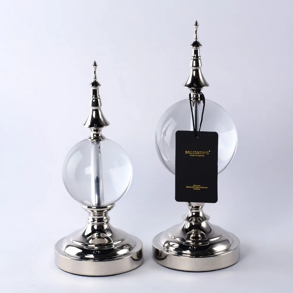 

TOWER HOME DECORATION ANCIENT SILVER PAGODA CENTERPIECE WITH SOLID CRYSTAL FOR HOME OFFICE HOTEL DECORATION CRYSTAL BALL