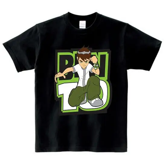black childreT-shirt Ben 10, протектор для часов земли, футболки для детей, топы, футболки, коллекция года, летние футболки для мальчиков с героями мультфильмов футболка футболки для мальчиков и девочек - Цвет: black childreT-shirt