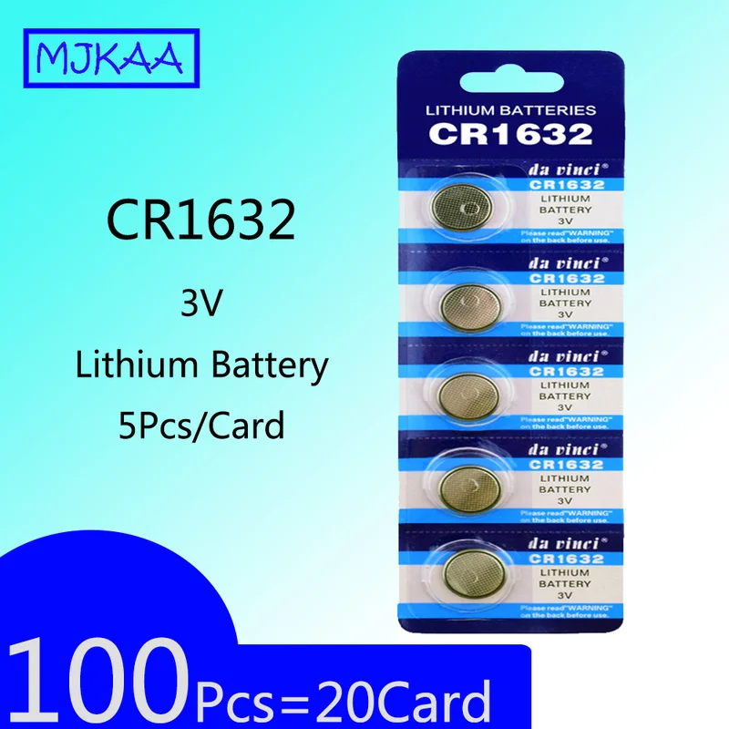 Литиевые кнопочные батарейки CR1632 3 в 100 шт. = 20 карт BR1632 ECR1632 DL1632 KL1632 L1632 для часов
