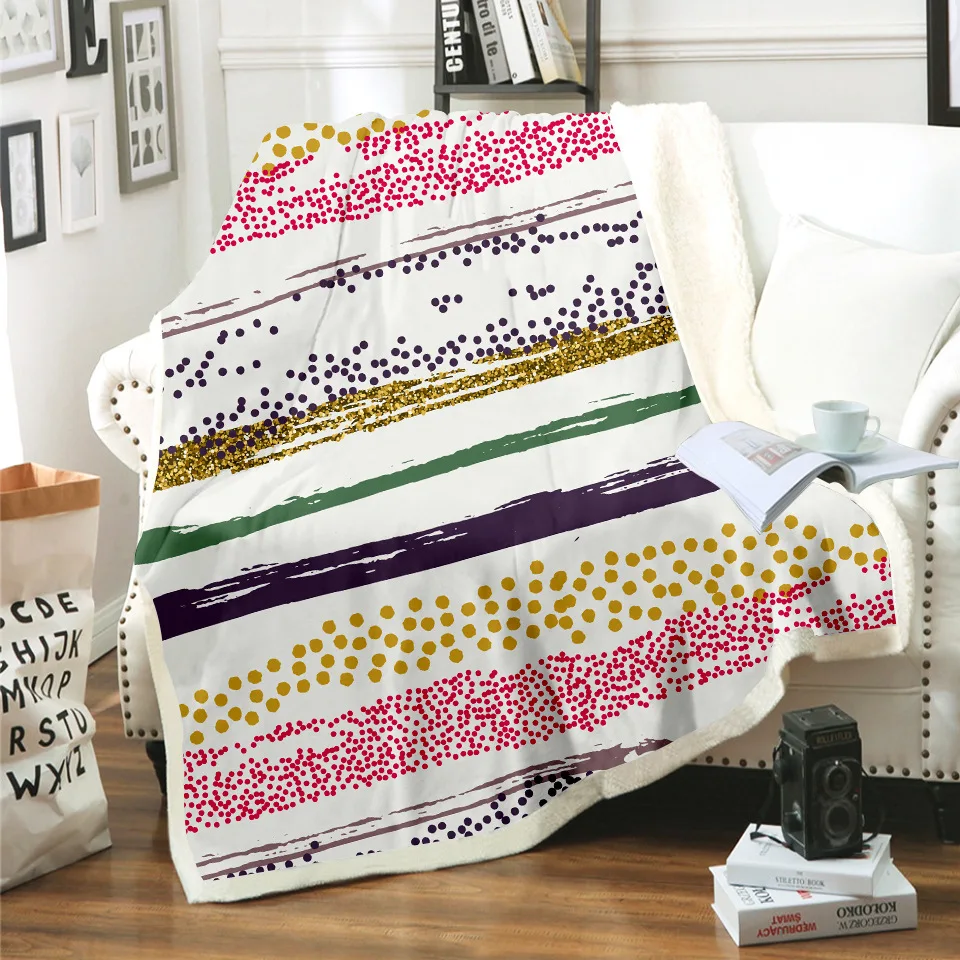 НОВЫЕ геометрические вращения печатных толстые поярок одеяла для стирки в