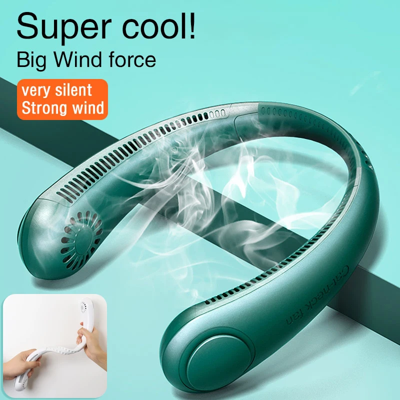 

Mini Bladeless Cooling Fan Neck Fan USB Rechargeable Fan Mute Sports Fans Leafless Hanging Neck For Home Outdoor Ventilador