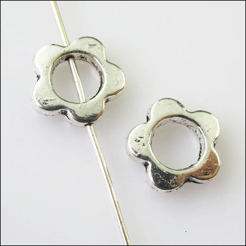 Модные 35 шт. Тибетский серебристый цвет цветок бусины с фиксатором в форме звезды