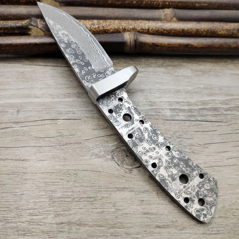 X-13DP 60HRC Дамасская сталь сэндвич-Зажим стальной интегральный Киль охотничий нож с латунной защитой DIY нож Лезвие материал