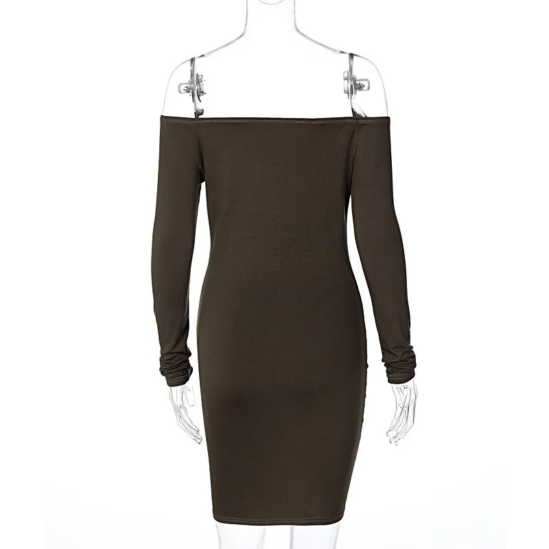 

Clytie Sexy Off Shoulder Dress Women Black Color New Spring Long Sleeve Ladies Streetwear Bodycon Party Dresses