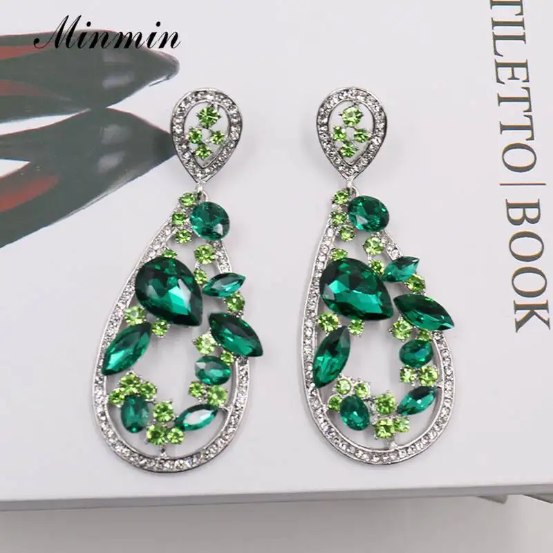 Minmin романтические длинные висячие серьги капли с кристаллами модные свадебные