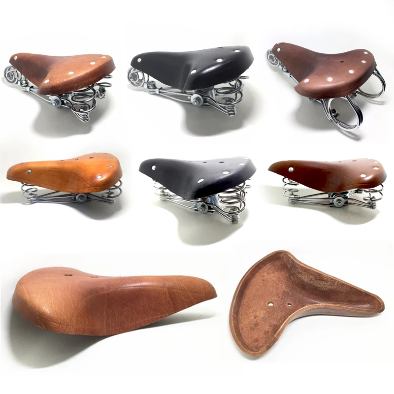Велосипедное седло из коровьей кожи в винтажном стиле с фиксированной передачей