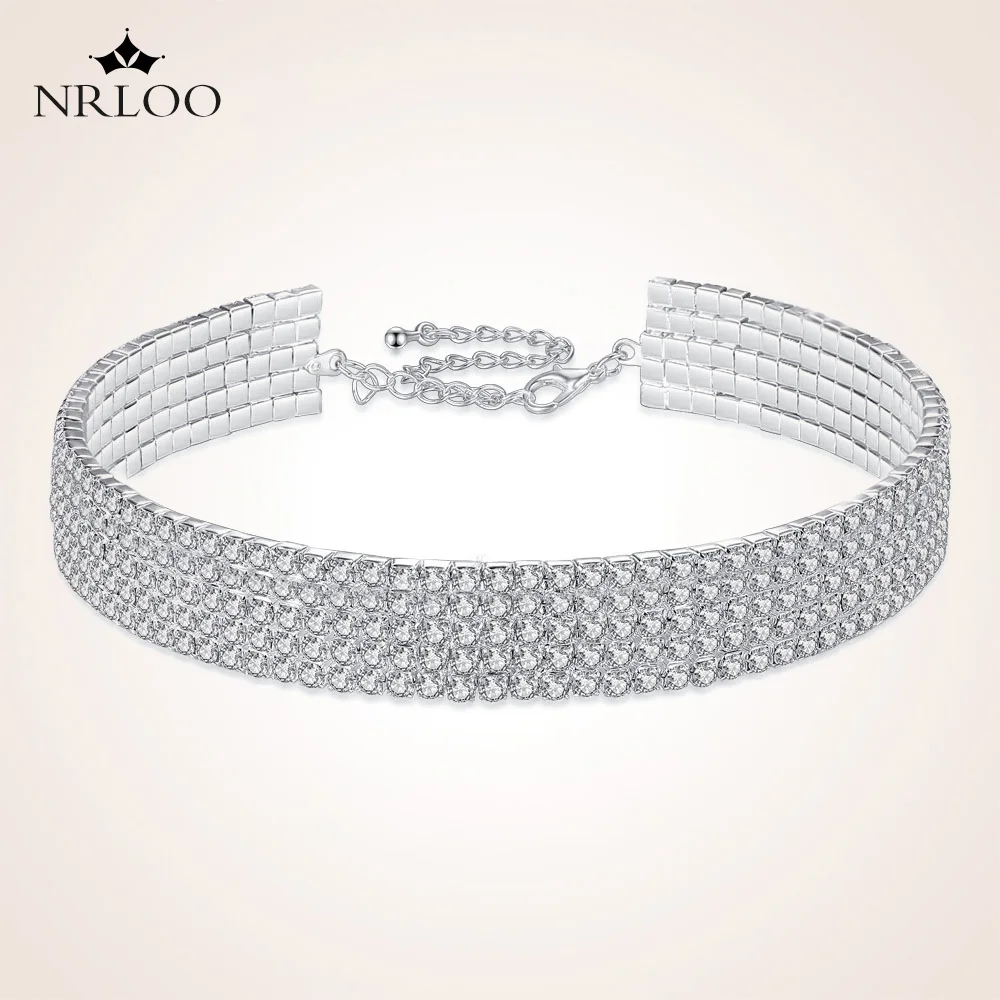 

Full Zircon Pendant Shiny Choker Jewelry Wedding Party Jewelry Noble Lady Elegant Temperament Clavicle Multiple Rows Necklace