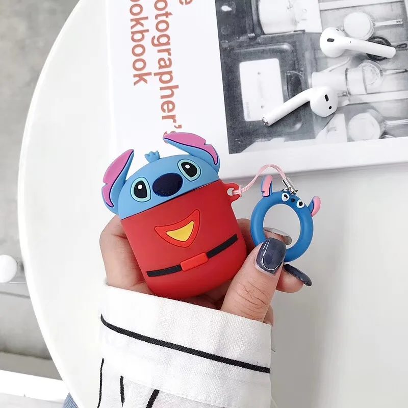 Для AirPods чехол 3D милый чехол для наушников для Apple Airpods 2 Чехол милые Мультяшные беспроводные наушники Fundas с кольцом на палец - Цвет: A3