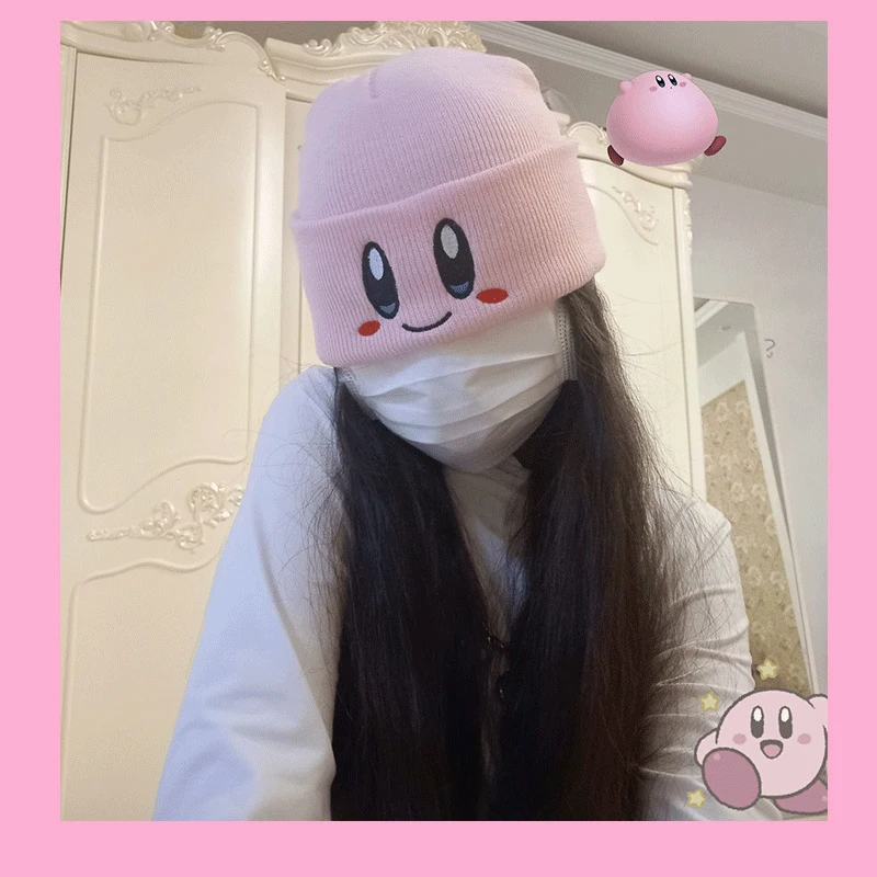 Anime Cartoon Cute Face Eyes Kawaii Kirbys Hat Cosplay Keep Warm Knitted Unisex Adult Kids Cap Hip Hop Autumn Winter Gift | Тематическая