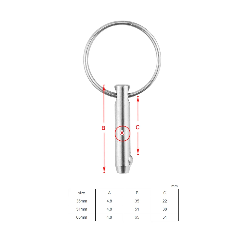 

4PCS 4.8mm BSET MATEL Marine Grade 316 Stainless Steel 3/16 inch Quick Release Ball Pin for Boat Bimini Top Deck Hinge