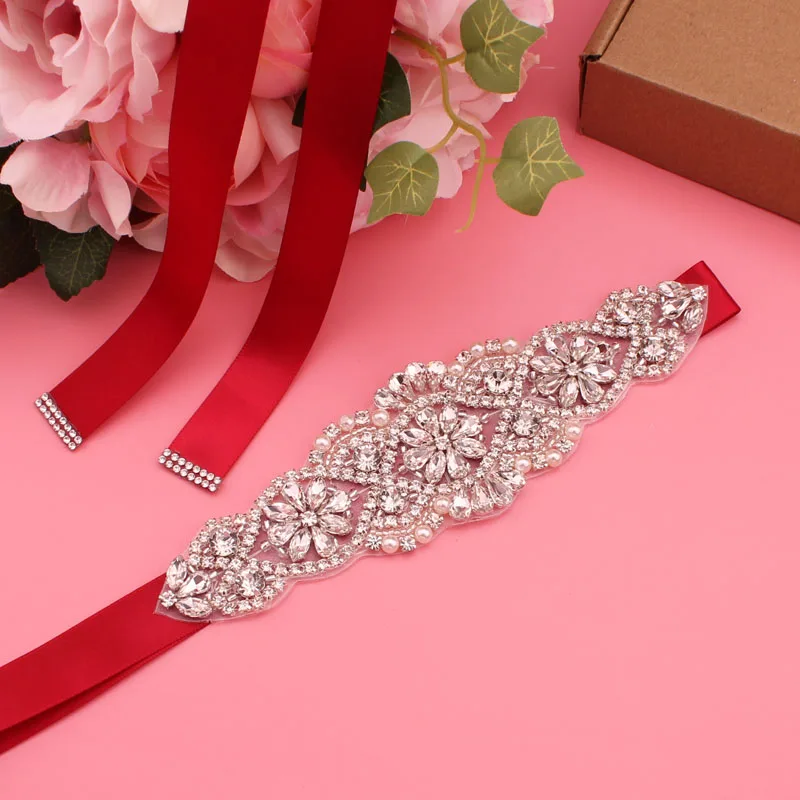 Crystal Wedding Belt Satin Rhinestone Party Dress Belt Bridal Ribbon Belt Bridesmaid Wedding Accessories