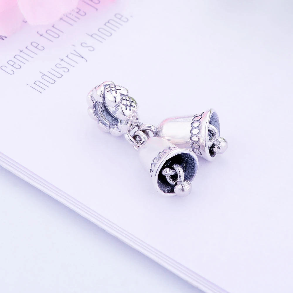 

Berloque Fashion 925 Sterling Silver Double Bell Dangle Charm Fit Original Charms Bracelets DIY Beads Jewelry for Women