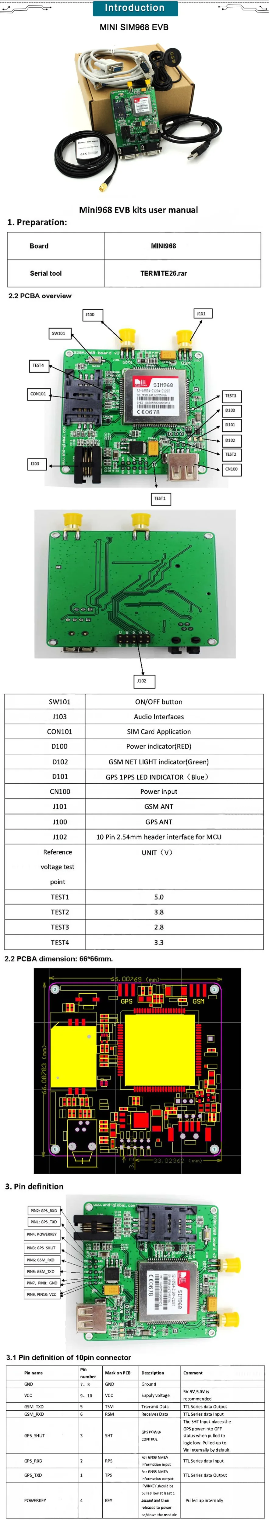 GSM& GPRS& gps и GNSS демонстрационная плата, SIM968 вместо SIM908, SIM968 набор EVB 10Hz115200bps