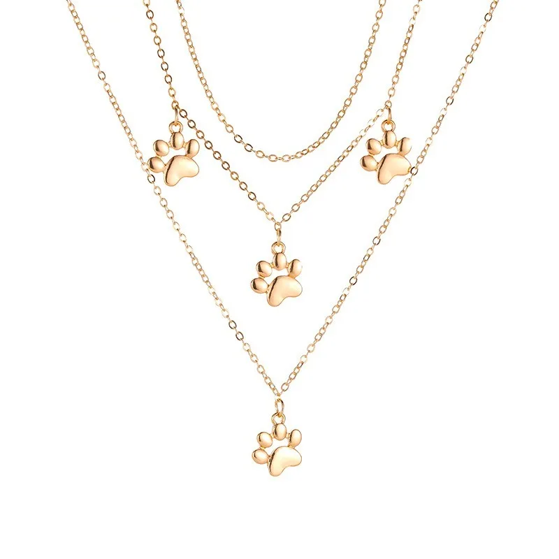 

Origin Summer Kawaii Multilayer Animal Footprint Pendant Necklace for Women Exquisite Metal Necklace Party Jewelry Wholesale
