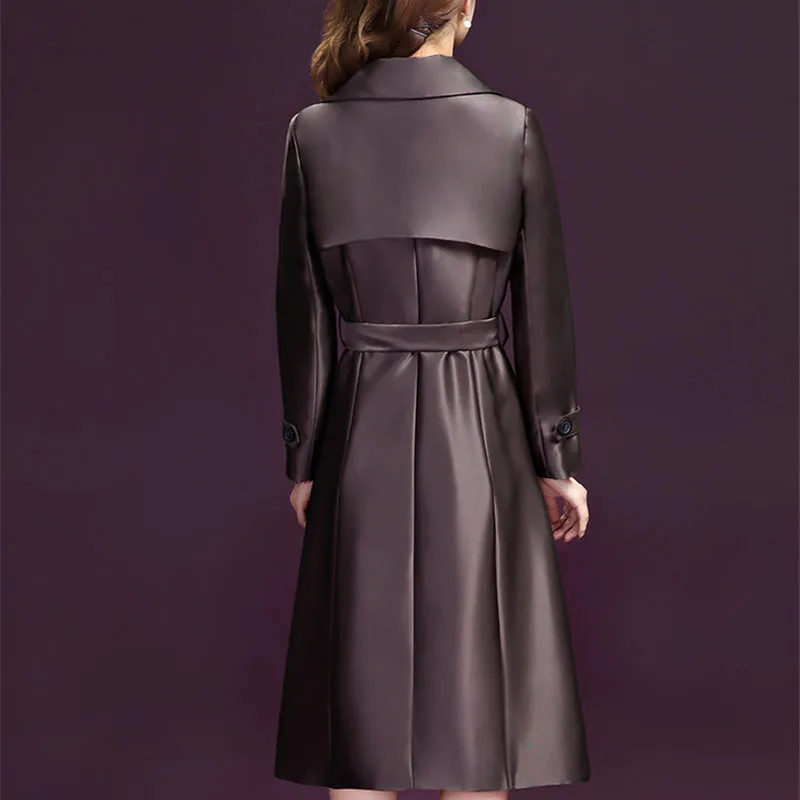 Модный двубортный тренчкот 2020 Женская весенне осенняя тонкая Длинная ветровка