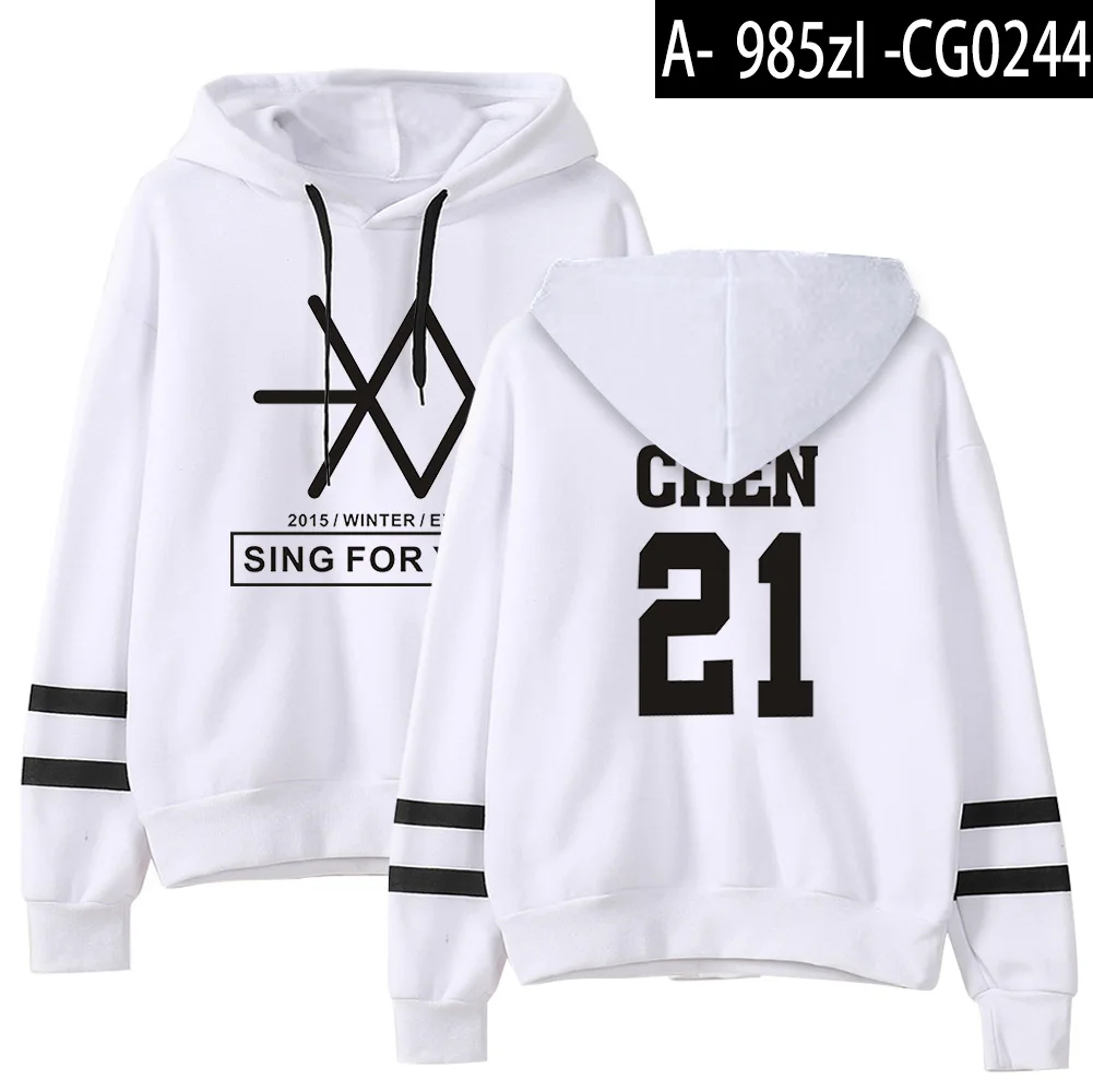 Kpop EXO милый женские худи Harajuku Повседневный Спортивный костюм Свободная Толстовка с капюшоном корейский стиль свободная толстовка с капюшоном женские флисовые толстовки - Цвет: white