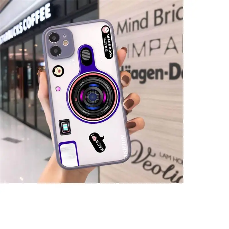 

Fashion luxury camera shell Phone Cases matte transparent For iphone 7 8 11 12 plus mini x xs xr pro max cover