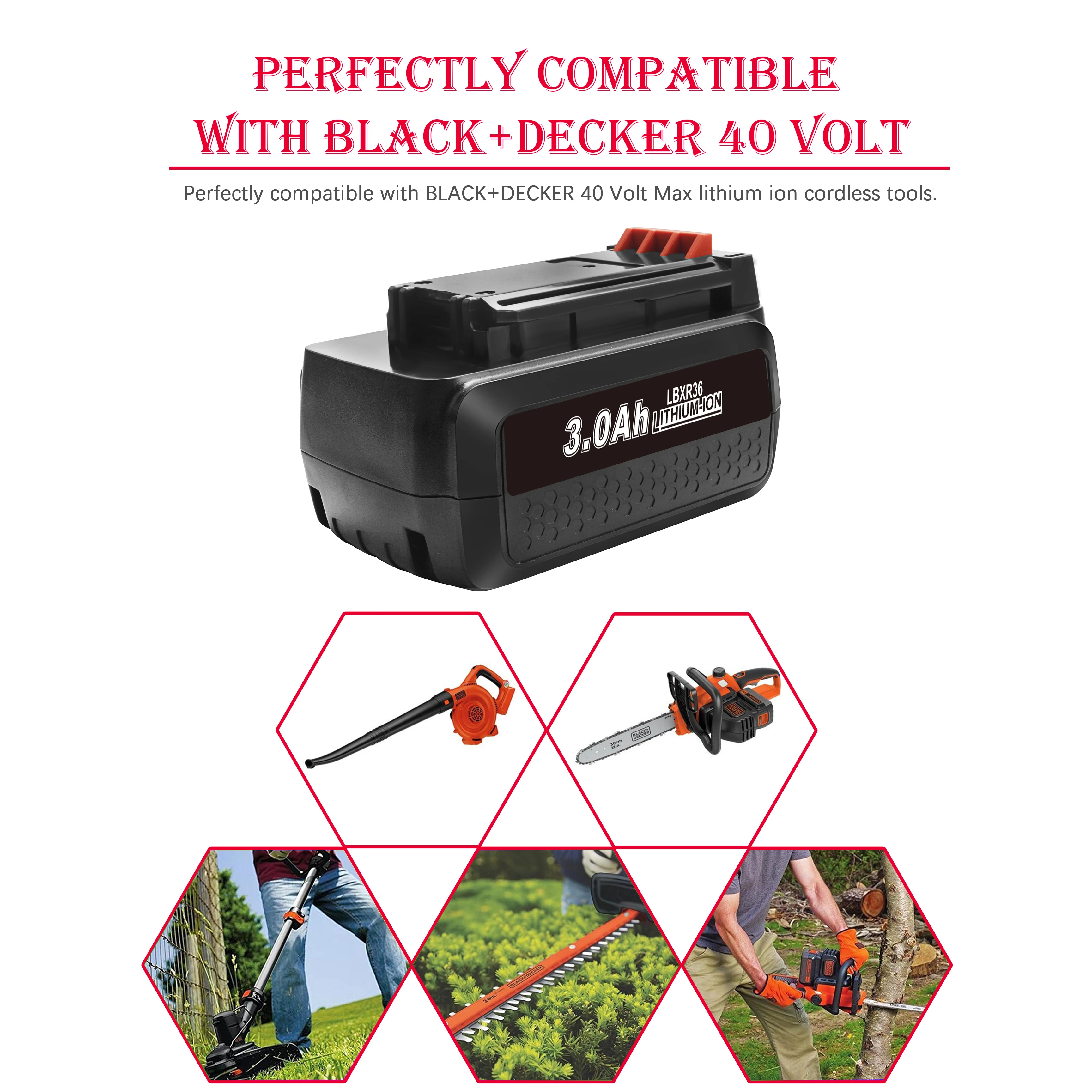 36V/40V Макс литий Батарея LBX2040 LBXR36 для BLACK&ampDECKER LHT2240CFF LCS1240B LST136B LCC140 LCC340C LSWV36 LCS40 LCS36 |