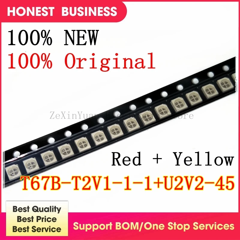 

100 шт-1000 шт LAY T67B 3528 двухцветный светодиодный, янтарный красный + желтый (LAY T67B-T2V1-1-1 + U2V2-45 ) PLCC-4 617нм + 587нм 50мА двойной цвет