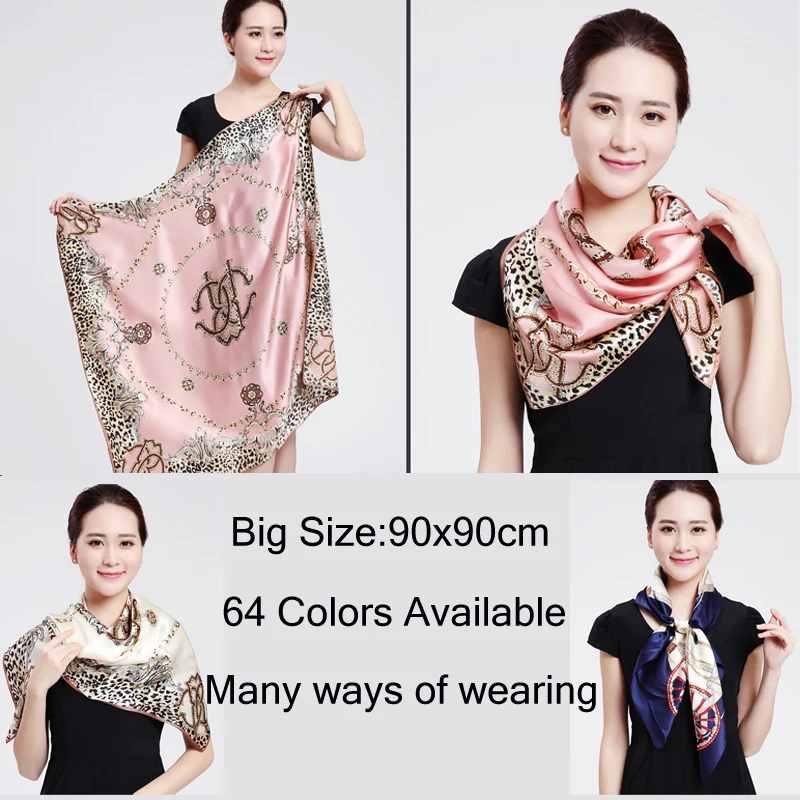 

2021 Spring Fashion Thin Style Luxury High Quality Twill Silk Scarf Muslim Mulberry Silk Fashion Ladies Headband Scarf 90*90cm
