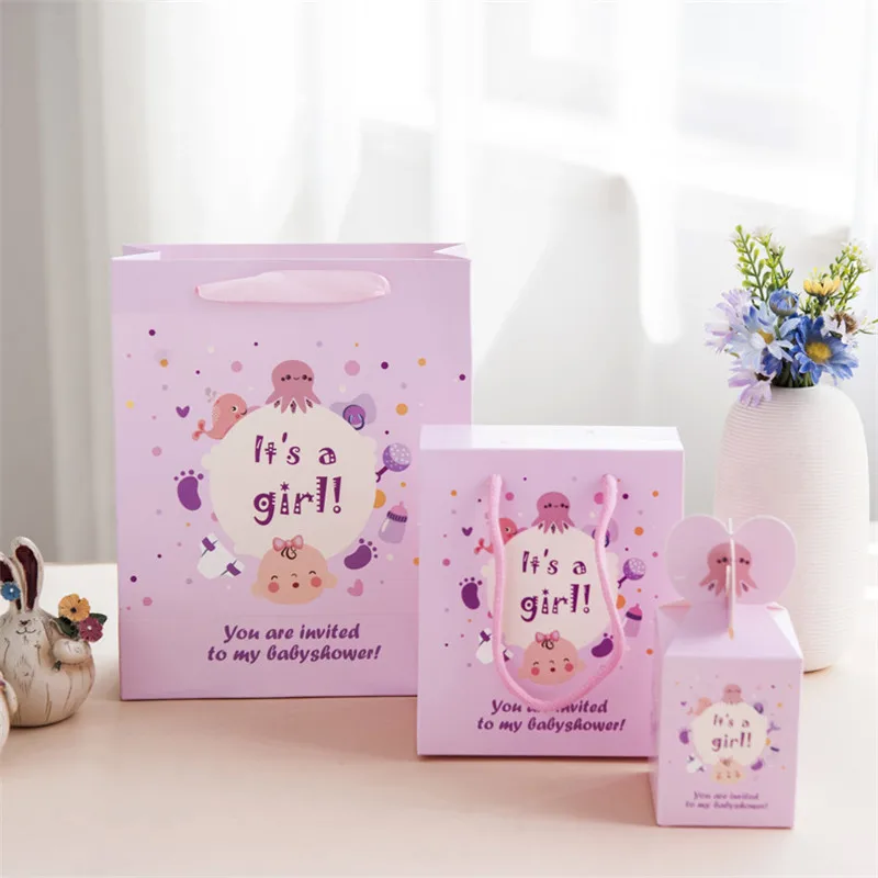 25pcs Baby Shower Cartoon Birth Gift Bag Paper Dragee Boxes Baptism Birthday First Communion Christening Wedding Decor | Дом и сад