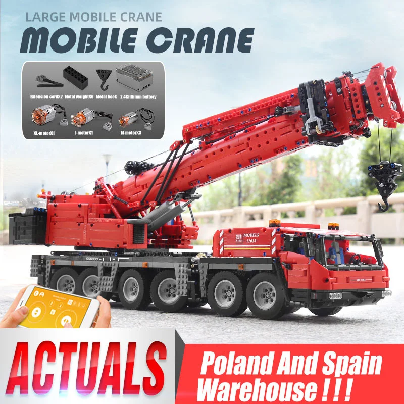 Строительные блоки Mould King 17013 моторизованный строительный кран APP RC красного