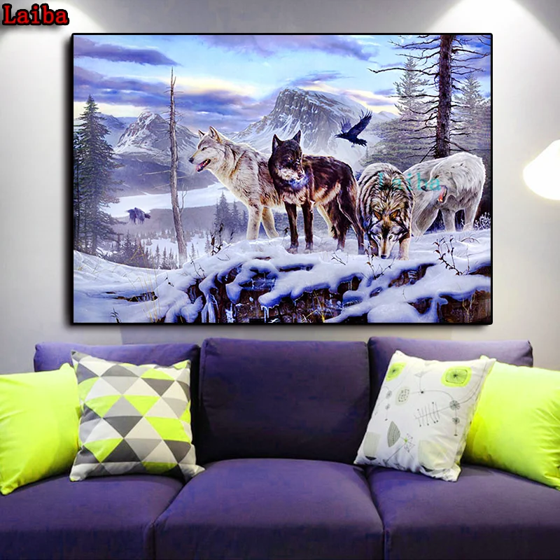 

5d diamond painting Winter snow wolf round diamond mosaic home decoration embroidery pattern embroidery handmade new year gift