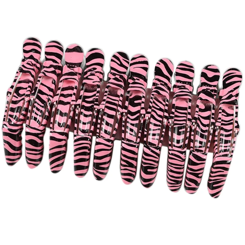 

10Pcs Leopard Alligator Hair Clips Wide Teeth Hairdressing Sectioning Clamps
