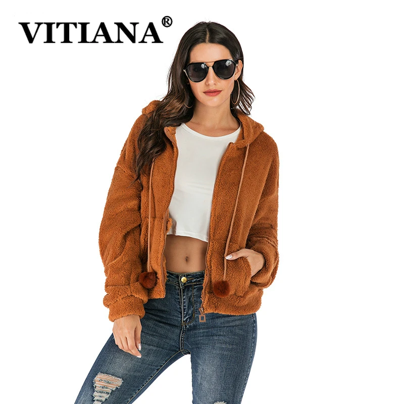 VITIANA женское повседневное короткое пальто из искусственного меха на осень 2019