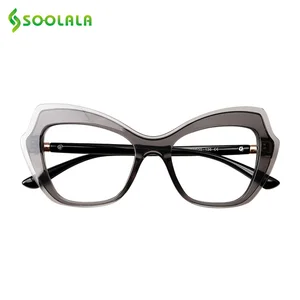 SOOLALA модные очки в оправе кошачий глаз с бабочками, Женские винтажные компьютерные оптические очки по рецепту, очки