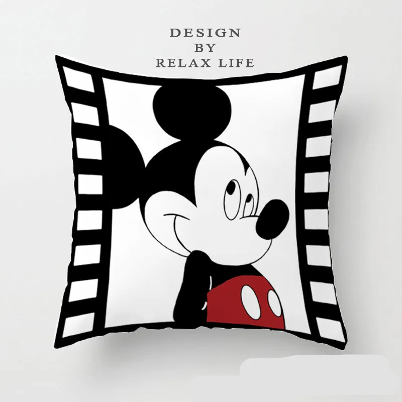 

Disney Mickey Mouse Minnie soft Pillowcases Home Textile White Couple Pillow Cover Decorative Pillows Case Living Room gift