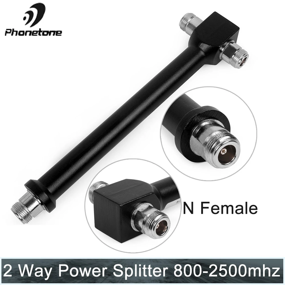 1pc Connect 2 Outdoor or Indoor Antennas 2 Way Power Splitter 800-2500MHz For 2G 3G CDMA GSM DCS W-CDMA with N Female Connector