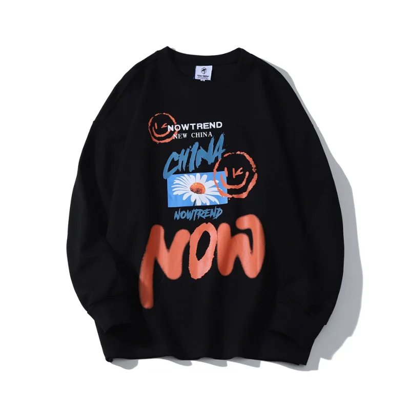 

Dropshipping Fashion Harajuku Sweatshirt Women Loose O-Neck Pullover Hoodies Hip Hop Couples Streetwear Letter Print Cotton Tops