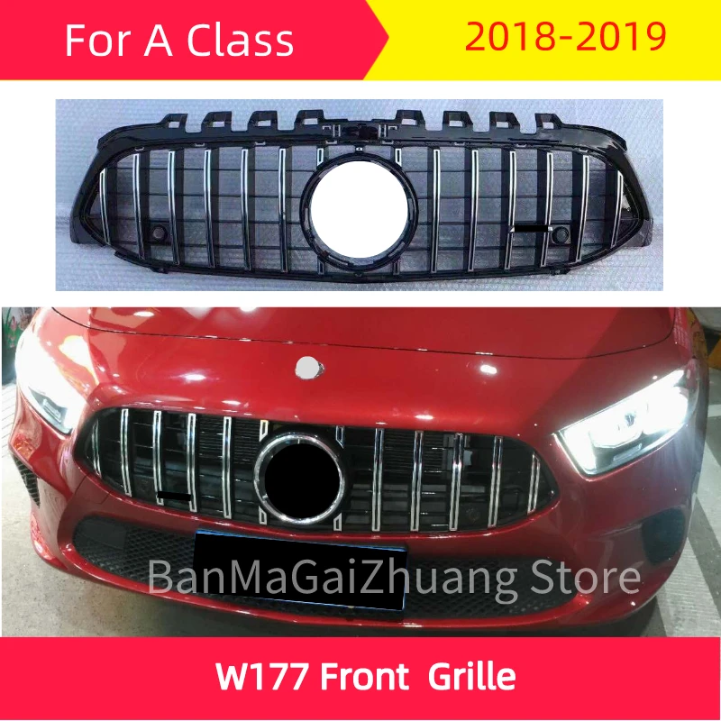 W177 New A Class GT Front Grille for mercedes 2018-2019 A180 A200 A260 A45 ABS front bumper grill | Автомобили и мотоциклы