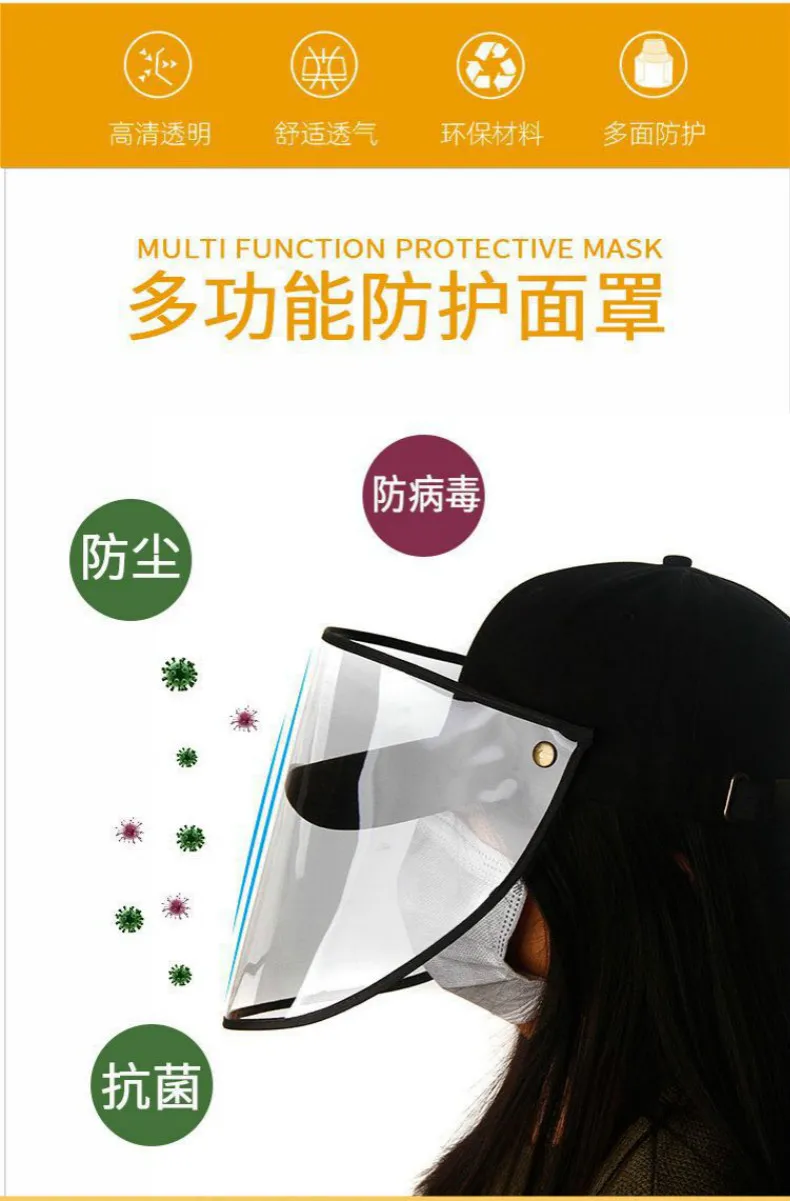 

Transparent Full Face Cover Hats Anti Saliva Splash Face Protective Supplies