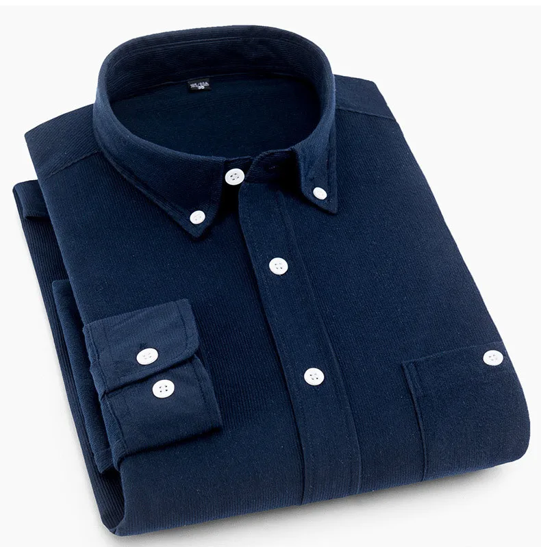 

New Corduroy long sleeved button casual fashion shirts dropshipping Quality 100%cotton top coat soft comfortable clothes