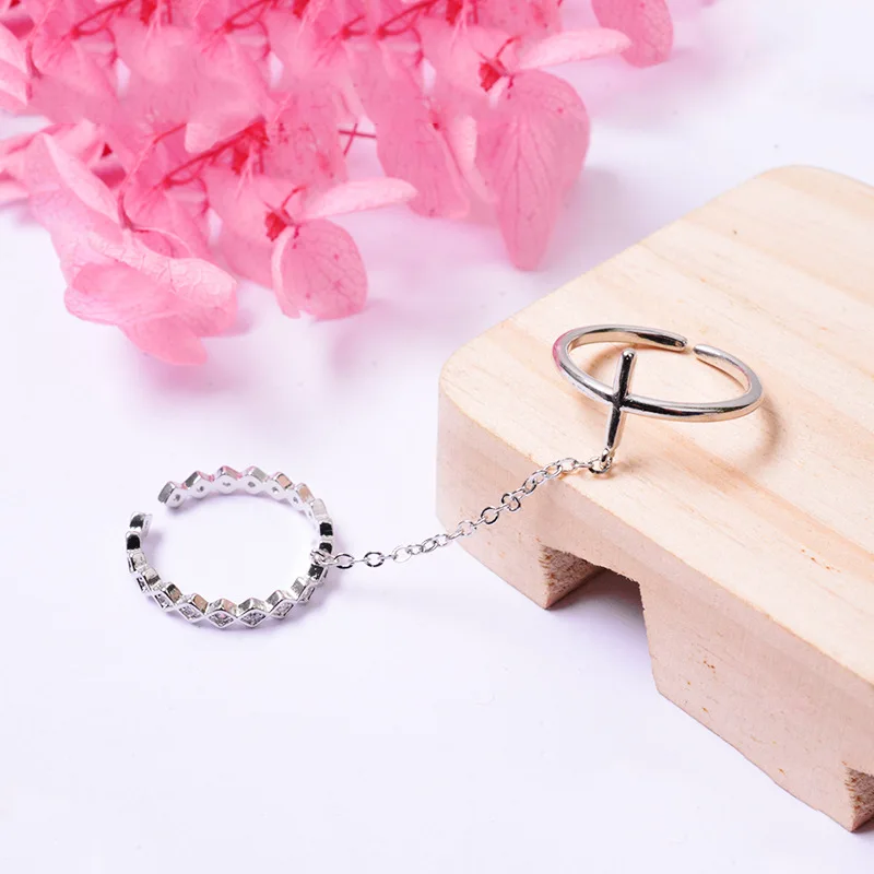 Женское цельнокроеное кольцо из стерлингового серебра s925 пробы с двойным