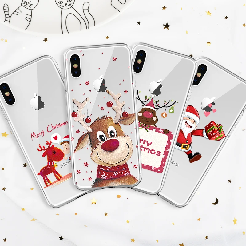 Рождественский Снежный чехол для телефона iPhone 2019 XS Max XR X Мягкий Силиконовый ТПУ с