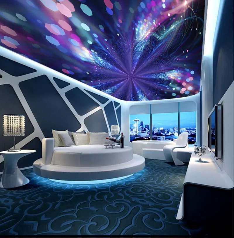 Пользовательские потолки абстрактные синие красочные спиральные Модные