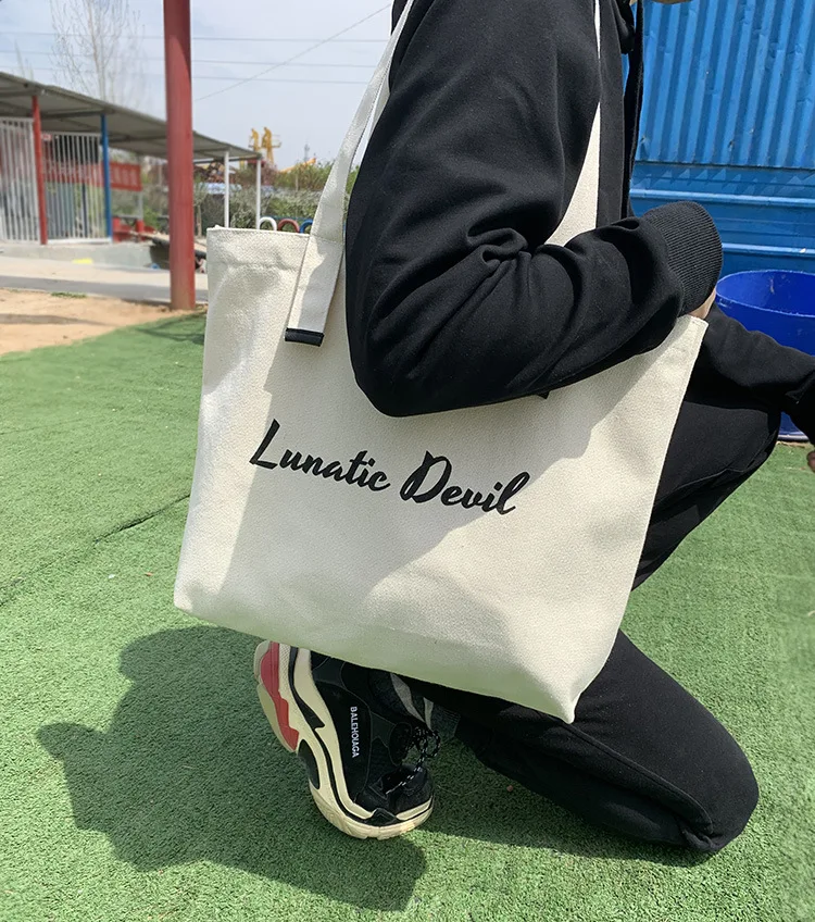 

European and American Style Big Bag Ins Female Canvas Bag Simple Cloth Bag Original Shoulder Bag Ulzzang Big Tote Bag for Women