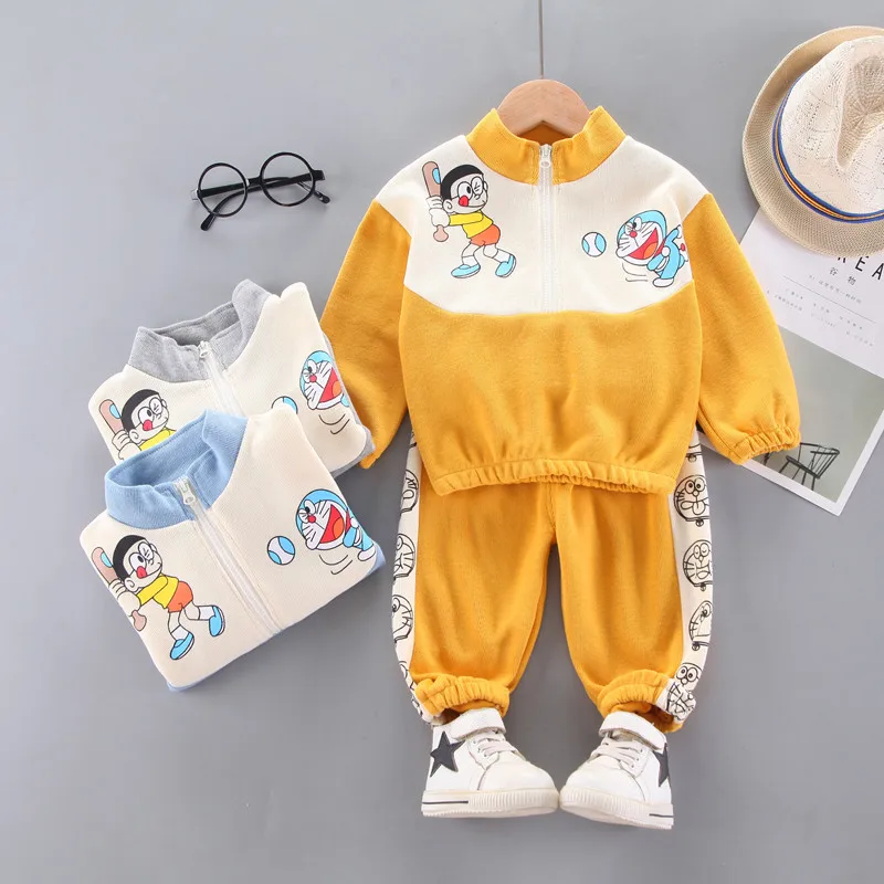 

Новинка, детская одежда на весну и осень для маленьких мальчиков, спортивные пальто с мультяшным рисунком, штаны, 2 шт./компл., наряд для младе...