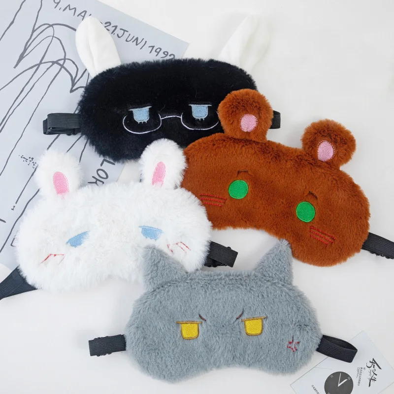 

Маска для глаз плюшевая дышащая, летняя маска для сна с мультяшным рисунком животного