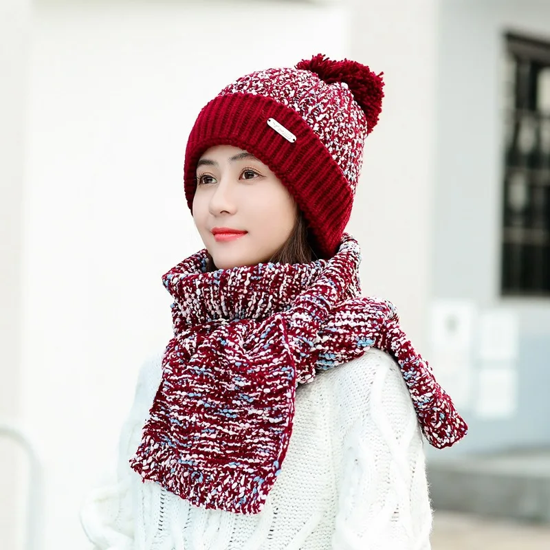 

Winter 2020 Wool Hat Scarf Two Piece Set. Women's Thickened Thermal Ear Protection Hat. Fashion Korean Knitted Hat